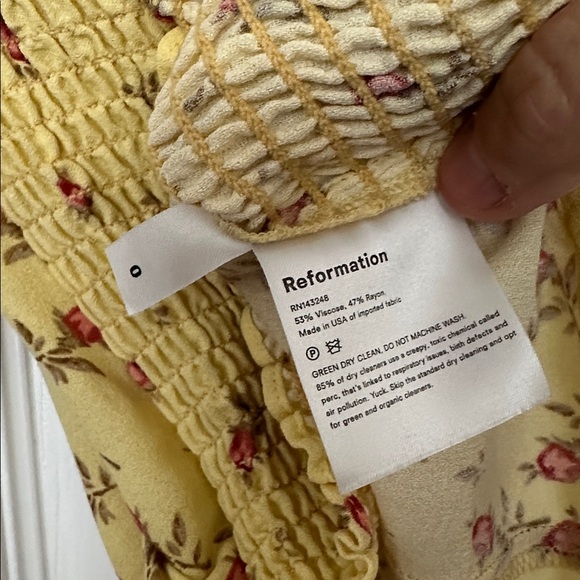 REFORMATION JEWEL TOP KENSINGTON SWEETHEART NECK YELLOW FLORAL SIZE 0 - Picture 7 of 9